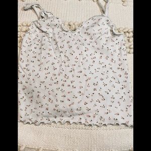 White n pink rose BM top